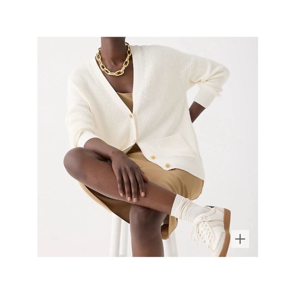 J. Crew Cream Button Down Cocoon Cardigan - Picture 2 of 11